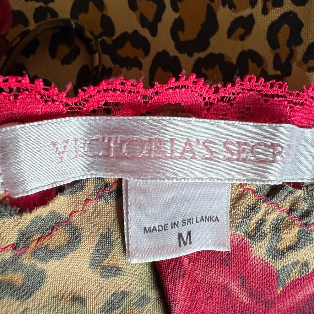 Victoria Secret cheetah Roses & red Lace slip dress undergarment - Picture 3 of 8